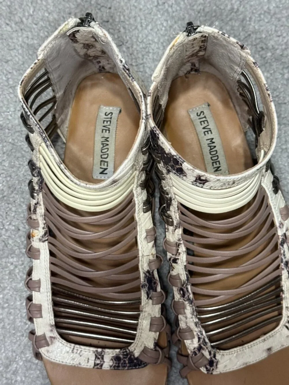 Steve Madden Dreea Gladiator Sandals Snake Print Zipper Size 9B